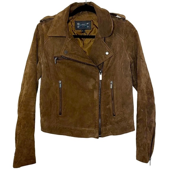 Mango Jackets & Blazers - Mango 100% leather brown suede moto biker jacket size XS